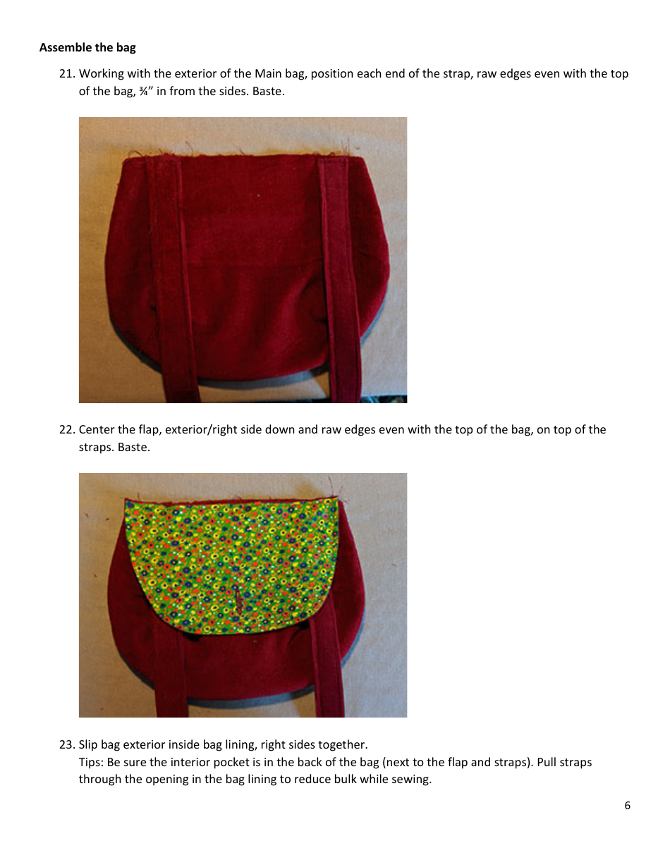 Elementary Crossbody Bag Sewing Pattern Template, Page 6