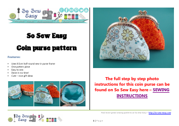 Document preview: Coin Purse Sewing Pattern Template