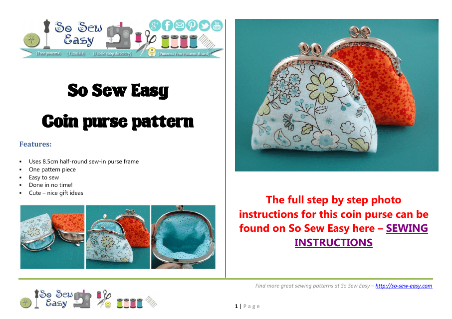 Coin Purse Sewing Pattern Template