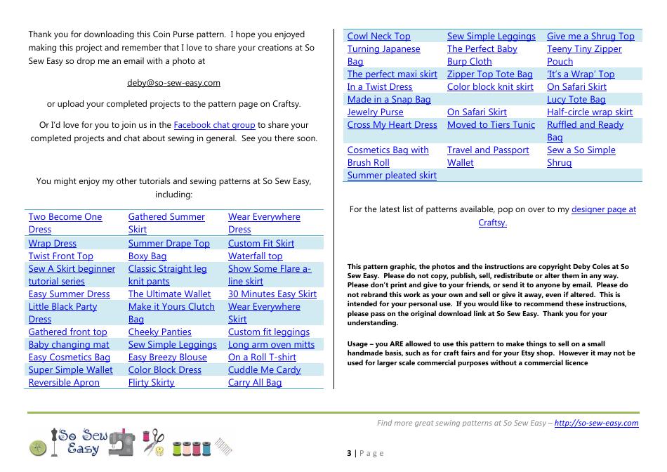Coin Purse Sewing Pattern Template, Page 3