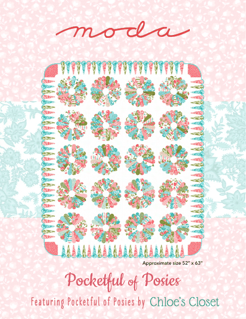 Pocketful of Posies quilt atemplate- a beautiful quilt pattern with colorful fabric patches in the shape of intricate posy flowers. This versatile, eye-catching design is a delight to create and perfect for quilters of all skill levels. Enjoy the satisfaction of making your own stunning Pocketful of Posies quilt masterpiece using these pattern templates.