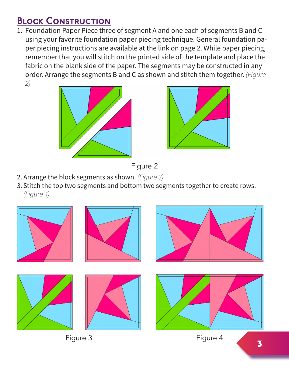 Floral Quilt Block Pattern Template, Page 3