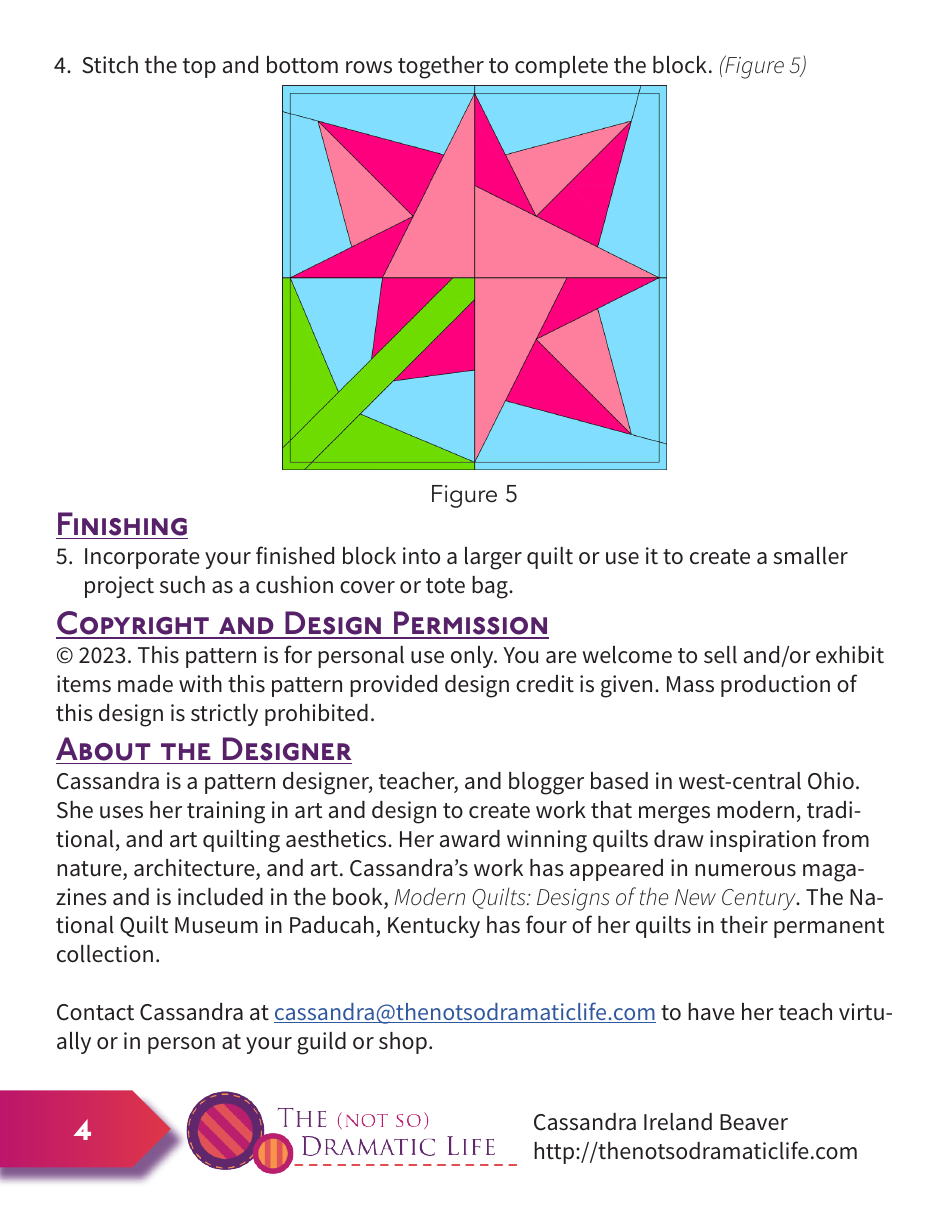 Floral Quilt Block Pattern Template, Page 4