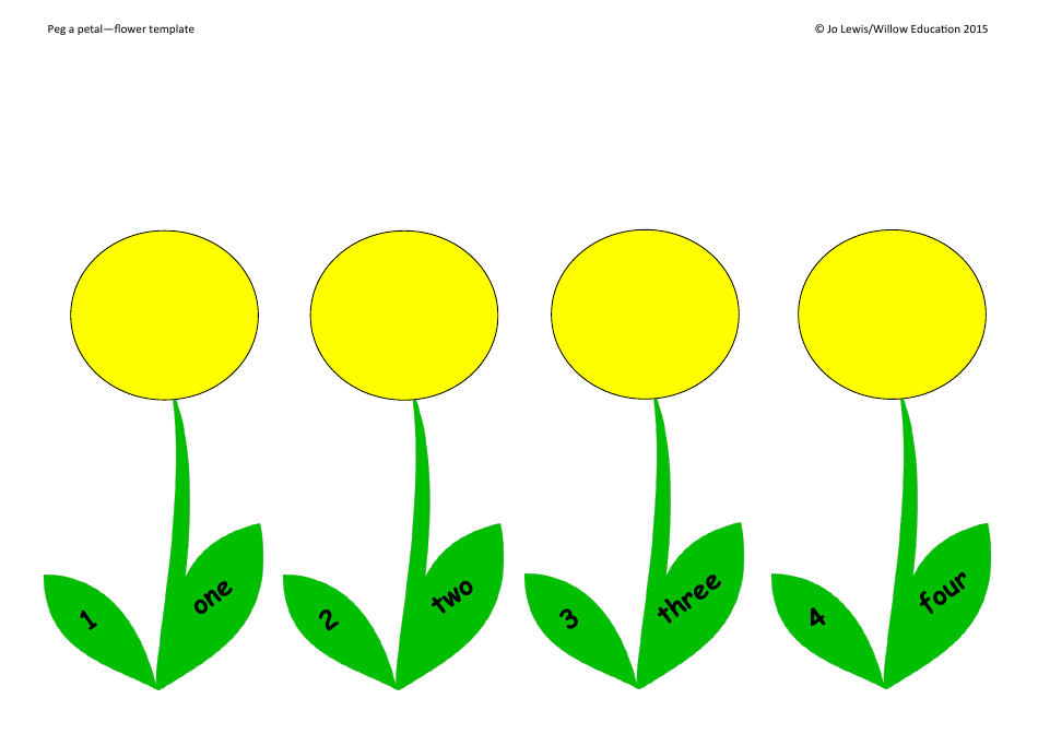 1-20 Petals Flower Templates - A collection of printable flower templates with 1 to 20 petals.