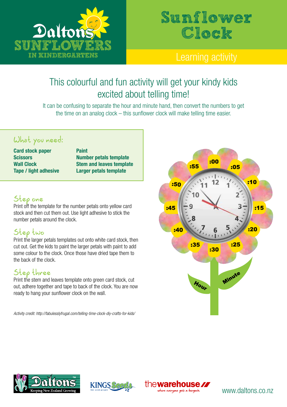 Sunflower Clock Template Image Preview