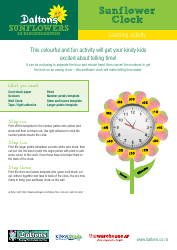 Document preview: Sunflower Clock Template