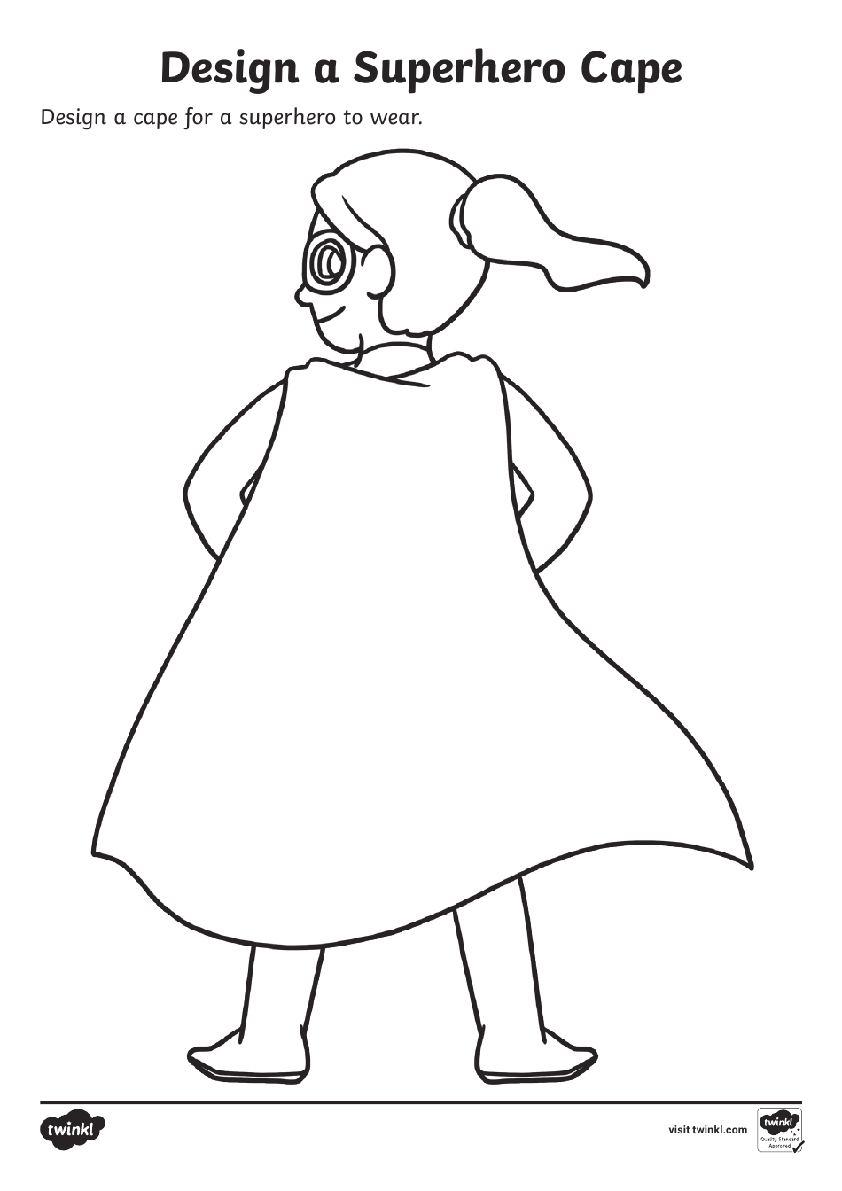Superhero Girl Cape Design Page - Superhero Girl Cape Design Page Print Big