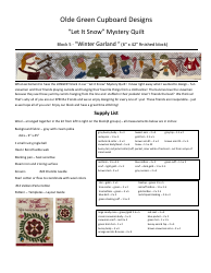 Document preview: Let It Snow Mystery Quilting Pattern Templates