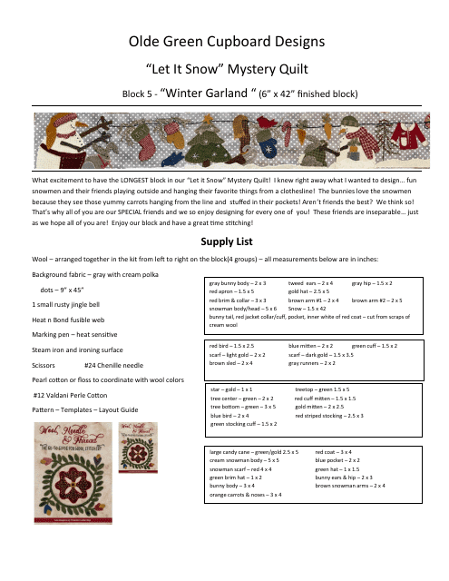 Let It Snow Mystery Quilting Pattern Templates - Quilt template with a snowy theme.