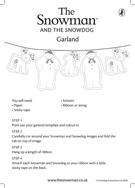 The Snowman and the Snowdog Garland Template