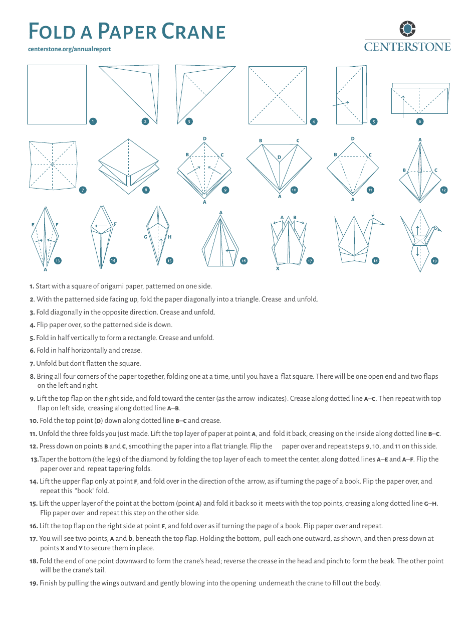 Origami Paper Crane Guide - Centerstone Download Printable PDF ...