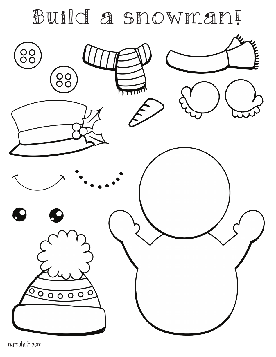 Paper Snowman Craft Templates, Page 1