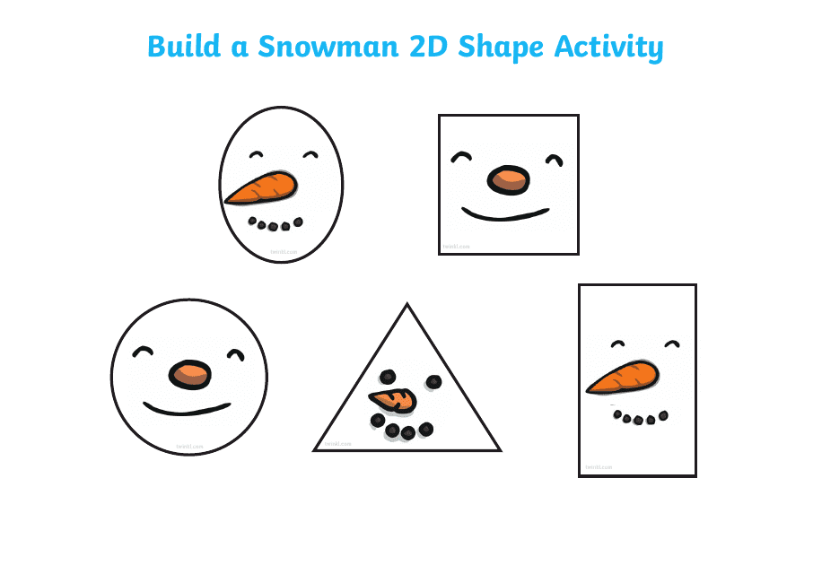 2D Shape Paper Snowman Templates - Free Printable Templates for Snowman Crafts