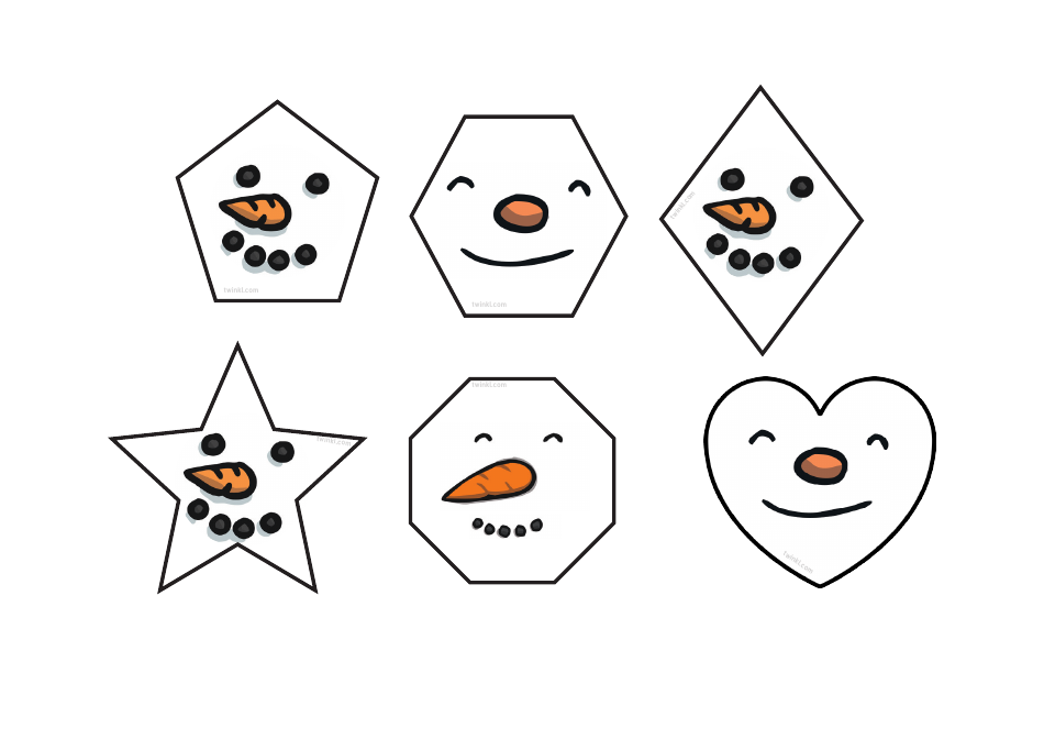 2d Shape Paper Snowman Templates, Page 2