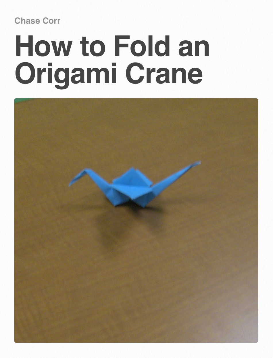 Origami Paper Crane Guide - Chase Corr Download Printable Pdf 