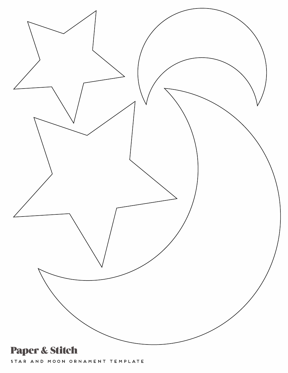 Star and Moon Ornament Template, Page 1