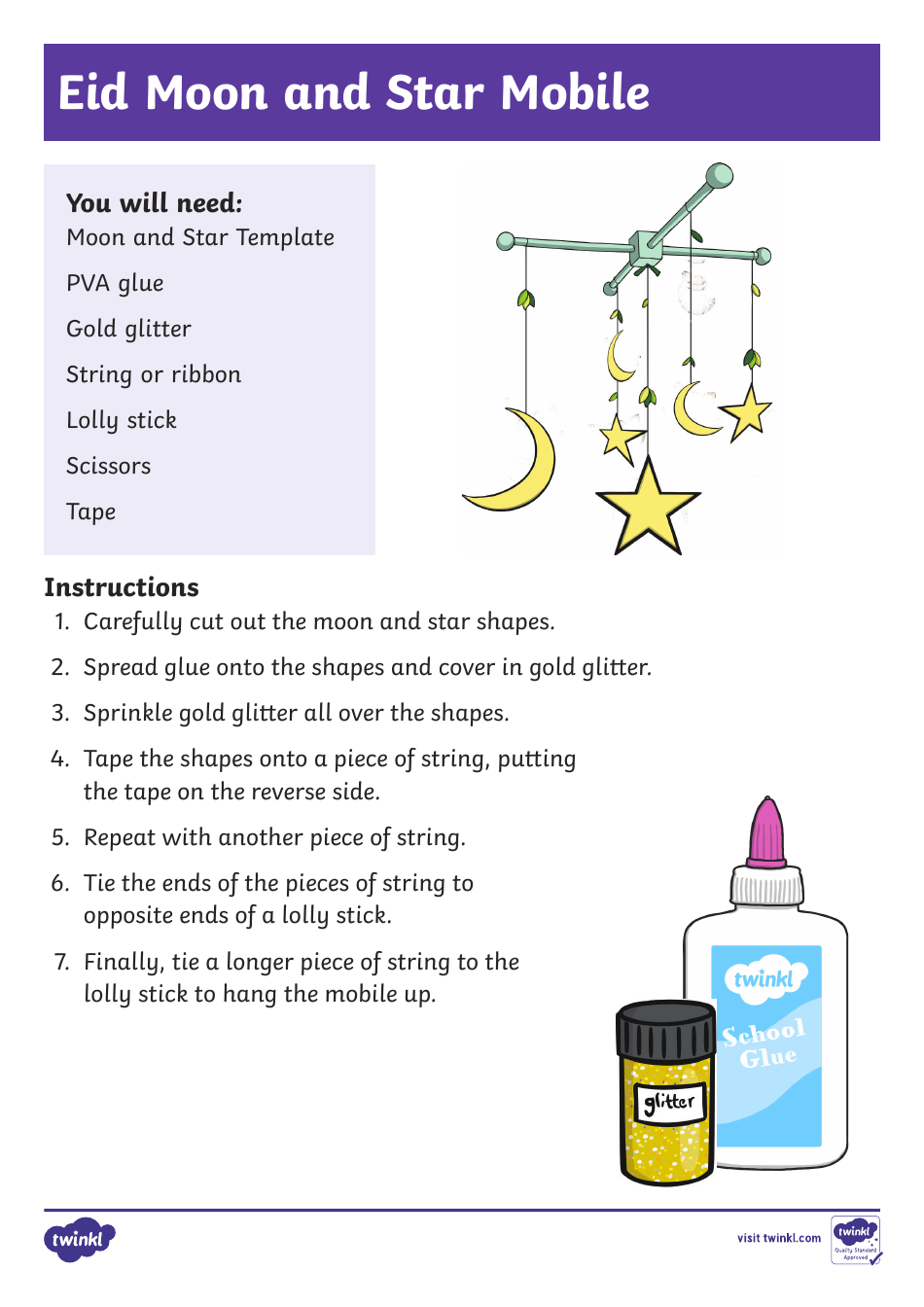 Moon and Star Mobile Template - Document Preview