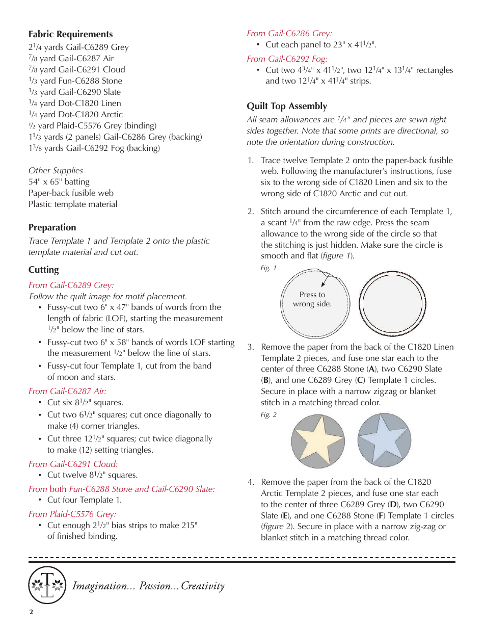 Sweet Dreams Quilt Pattern Templates, Page 2