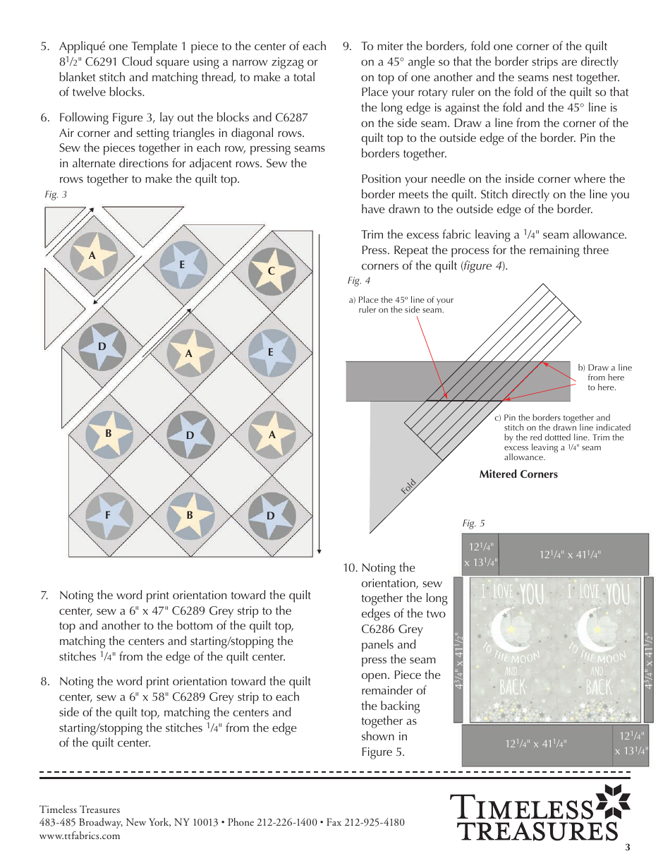 Sweet Dreams Quilt Pattern Templates, Page 3