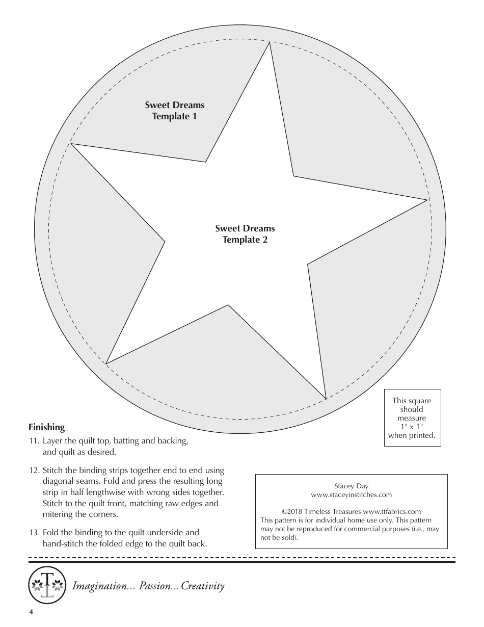 Sweet Dreams Quilt Pattern Templates, Page 4