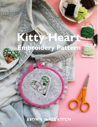 Document preview: Kitty Heart Embroidery Pattern Template