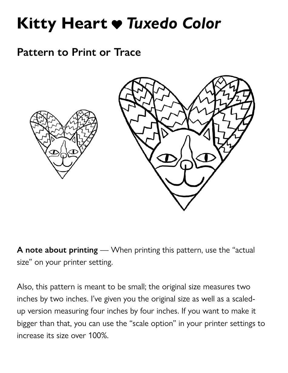 Kitty Heart Embroidery Pattern Template, Page 4