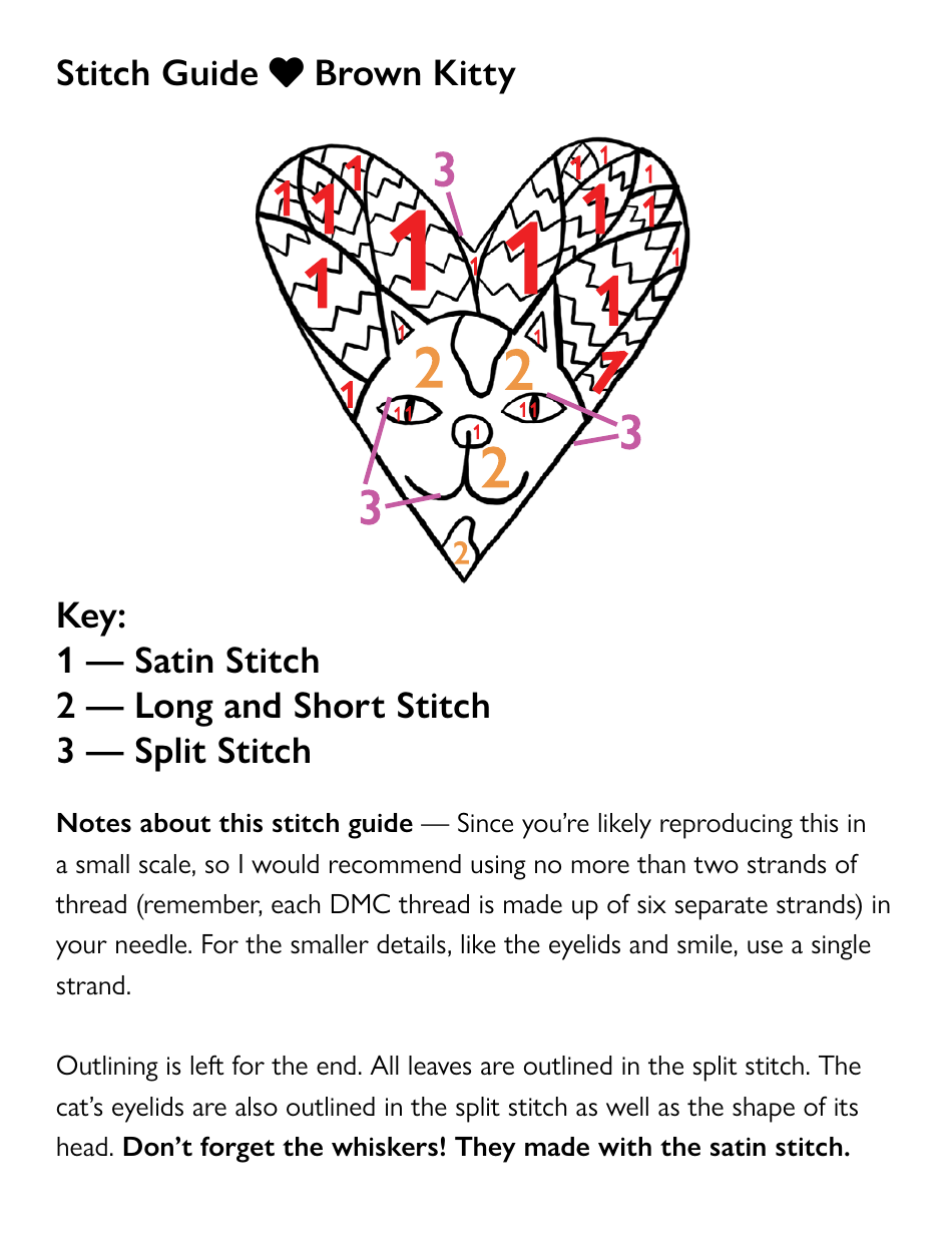 Kitty Heart Embroidery Pattern Template, Page 9