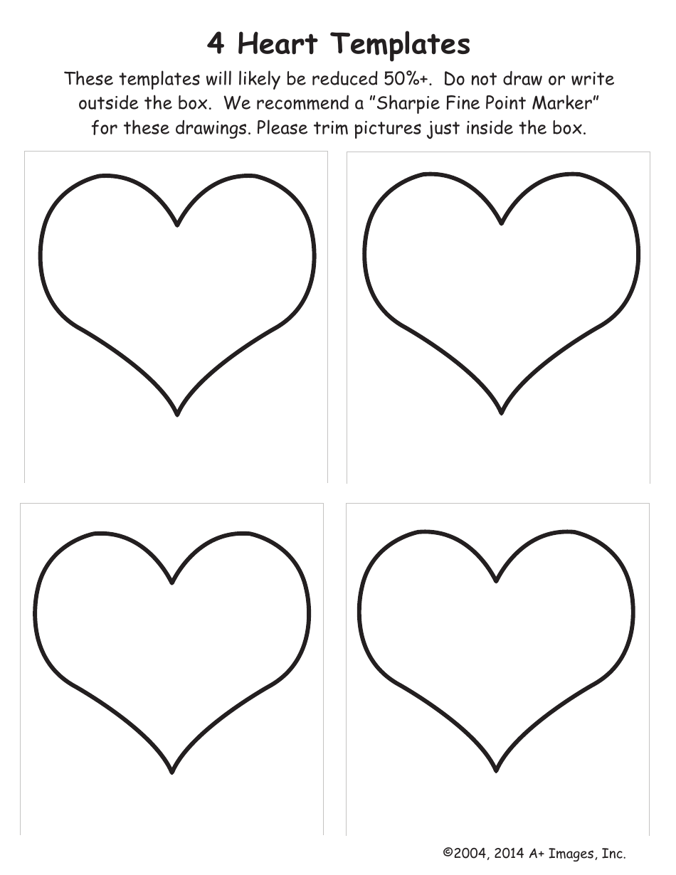 4 Heart Outline Templates, Page 1