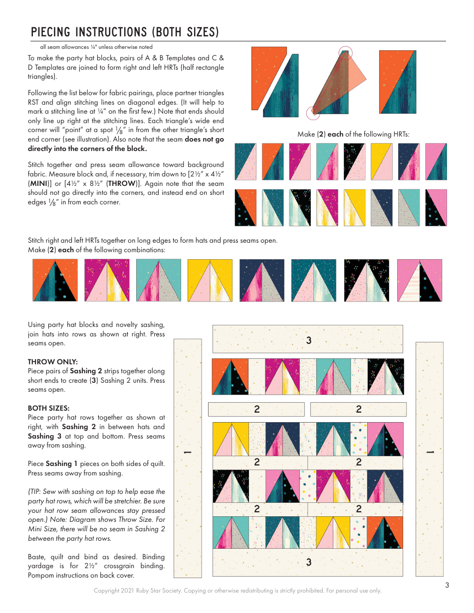 Party Hat Quilt Pattern Templates, Page 3