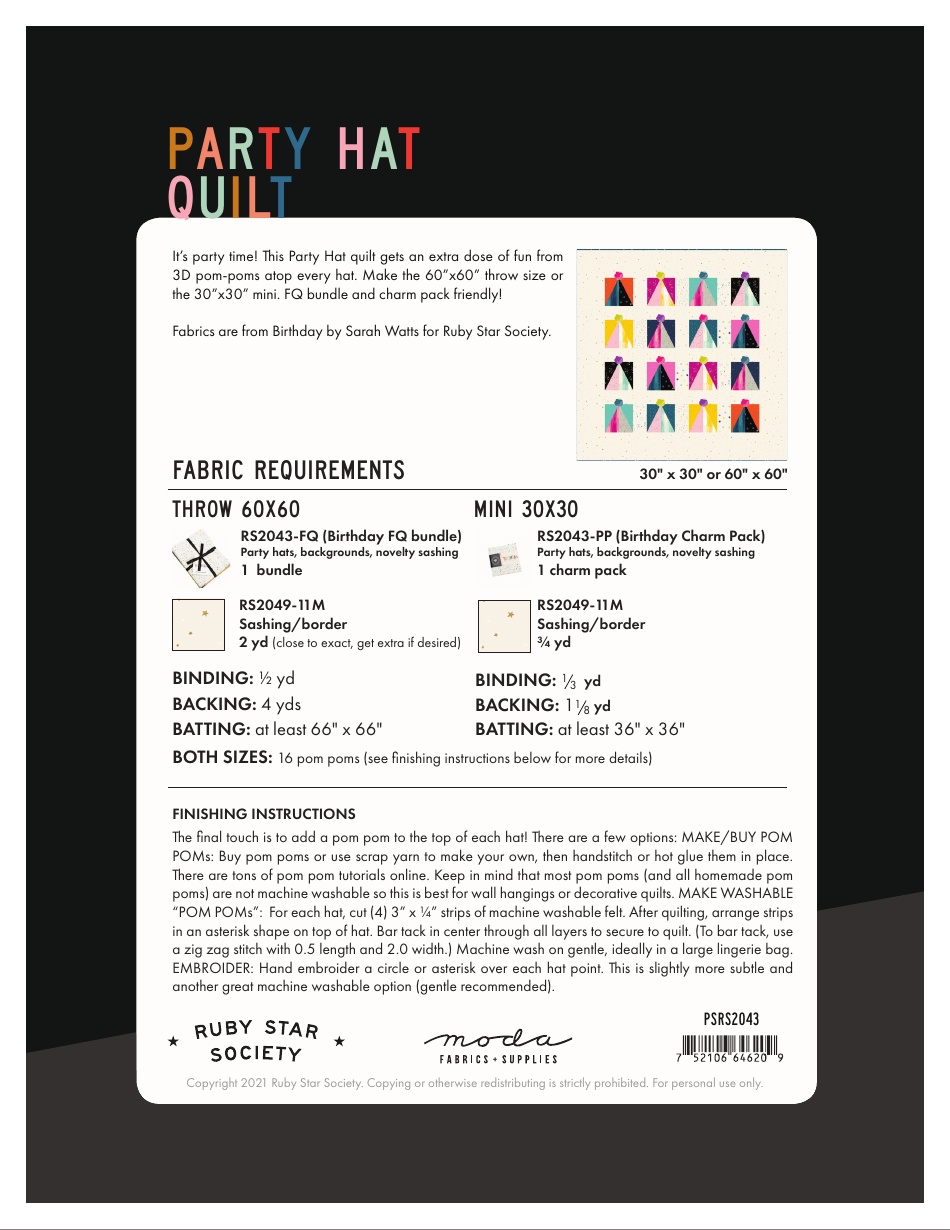Party Hat Quilt Pattern Templates, Page 4