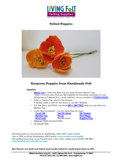 Felted Poppy Sewing Templates