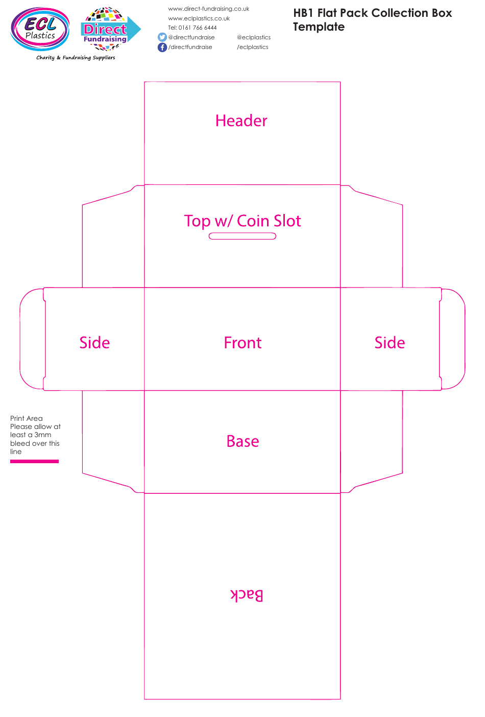 Hb1 Flat Pack Collection Box Template - Document Preview