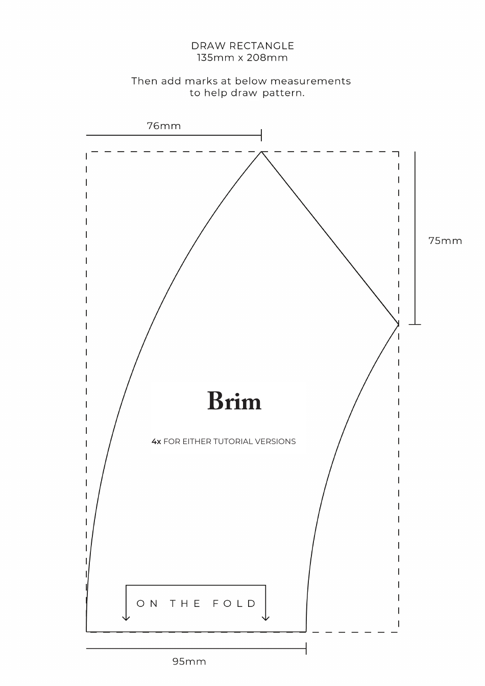 Printerless Bucket Hat Sewing Pattern Template, Page 3
