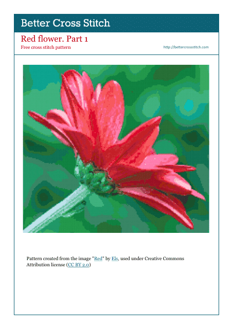 Red Flower Cross-stitch Pattern - Part 1
