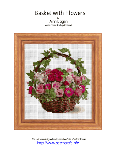 Basket With Flowers Cross-stitch Pattern Preview
