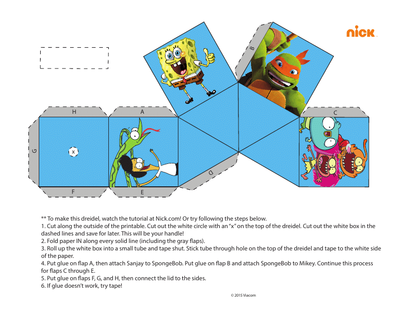 Nickelodeon Dice Template - Printable Image Preview