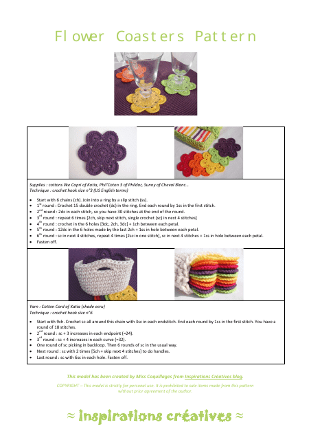 Flower Coaster Crochet Pattern - Inspirations Creatives