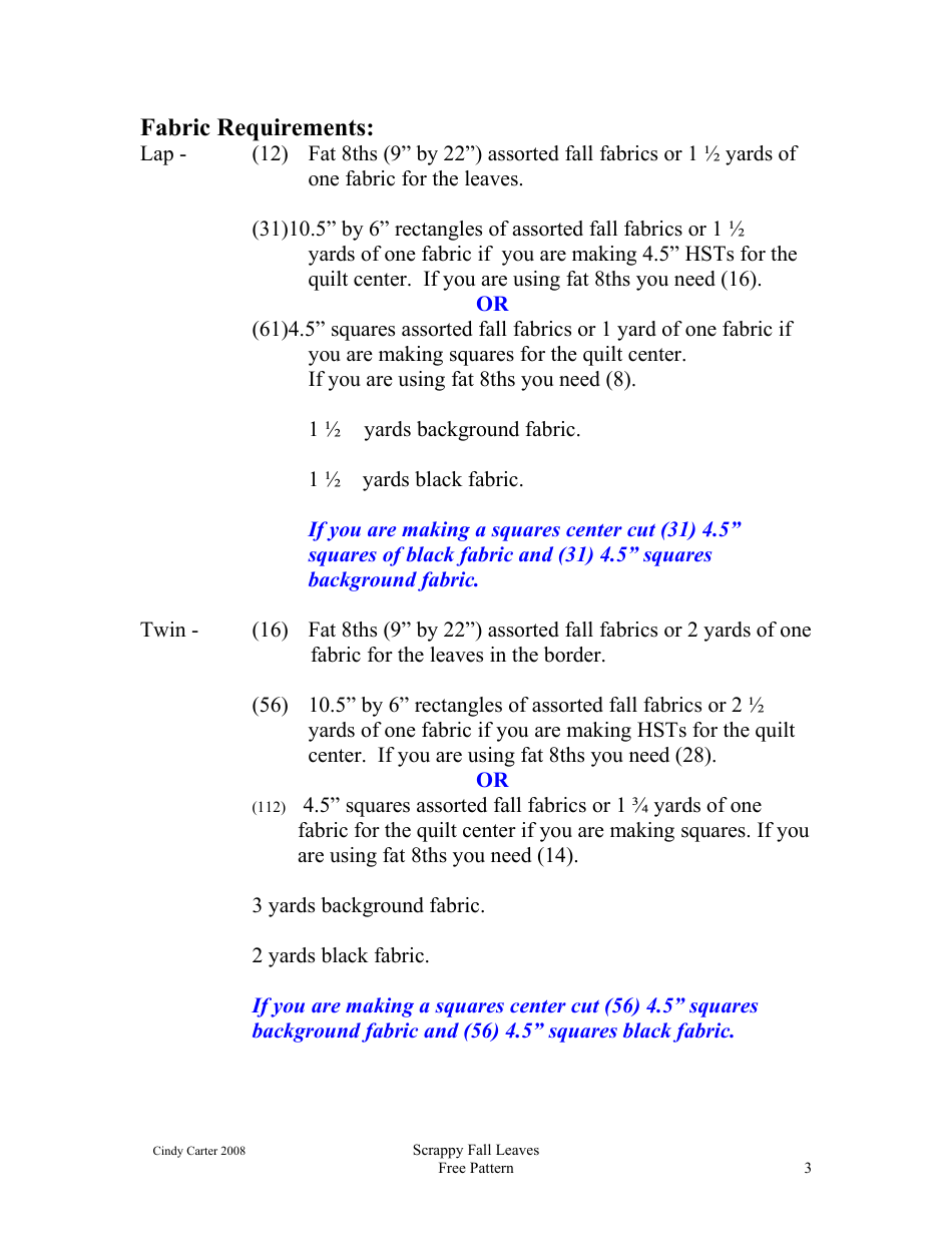Scrappy Fall Leaves Quilt Block Pattern - Cindy Carter, Page 3