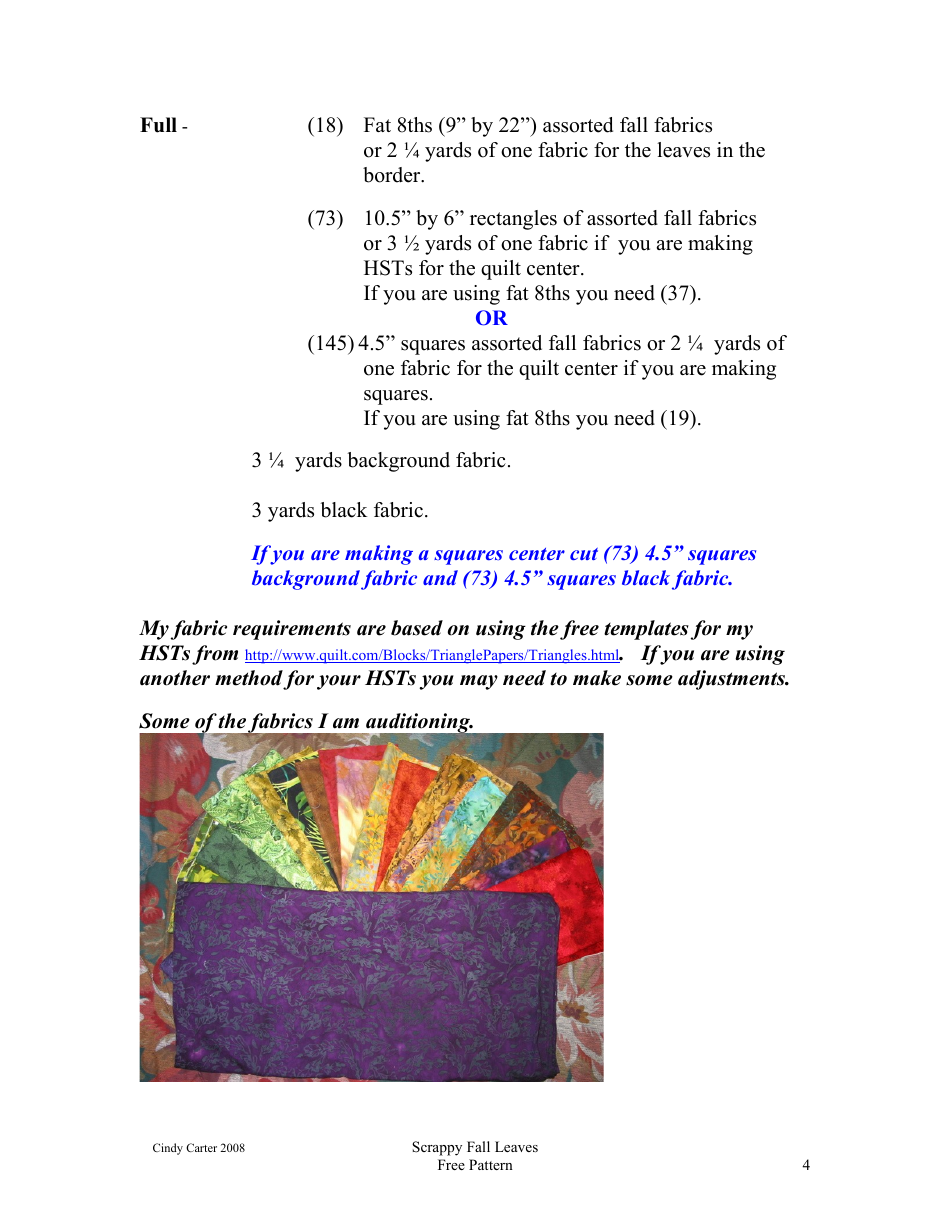 Scrappy Fall Leaves Quilt Block Pattern - Cindy Carter, Page 4