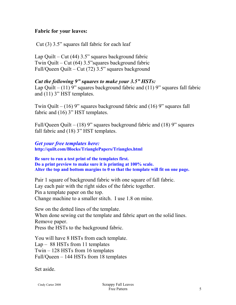 Scrappy Fall Leaves Quilt Block Pattern - Cindy Carter, Page 5