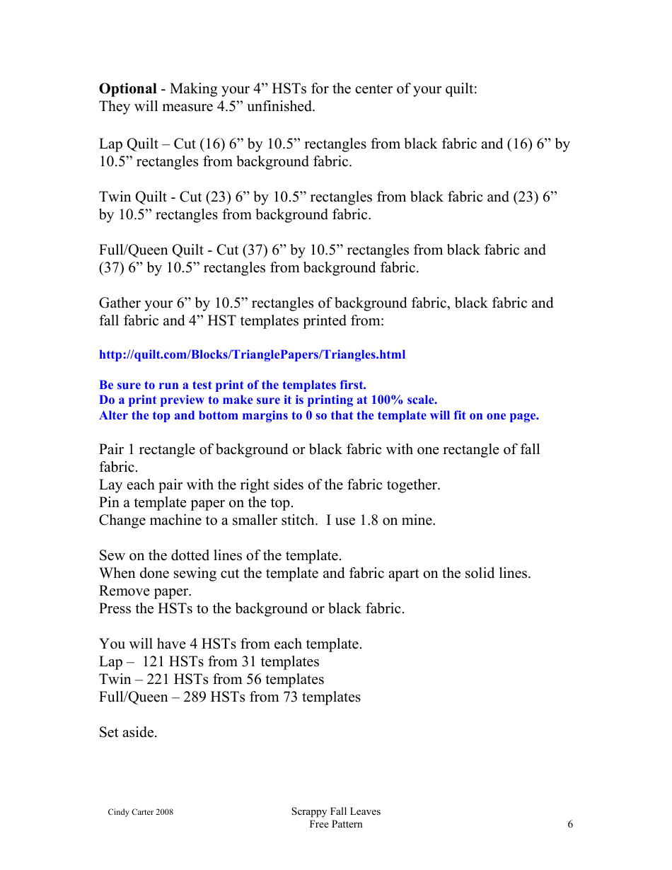 Scrappy Fall Leaves Quilt Block Pattern - Cindy Carter, Page 6