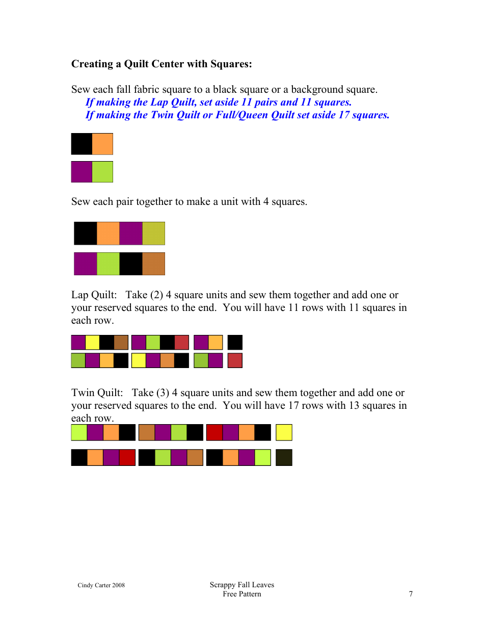 Scrappy Fall Leaves Quilt Block Pattern - Cindy Carter, Page 7