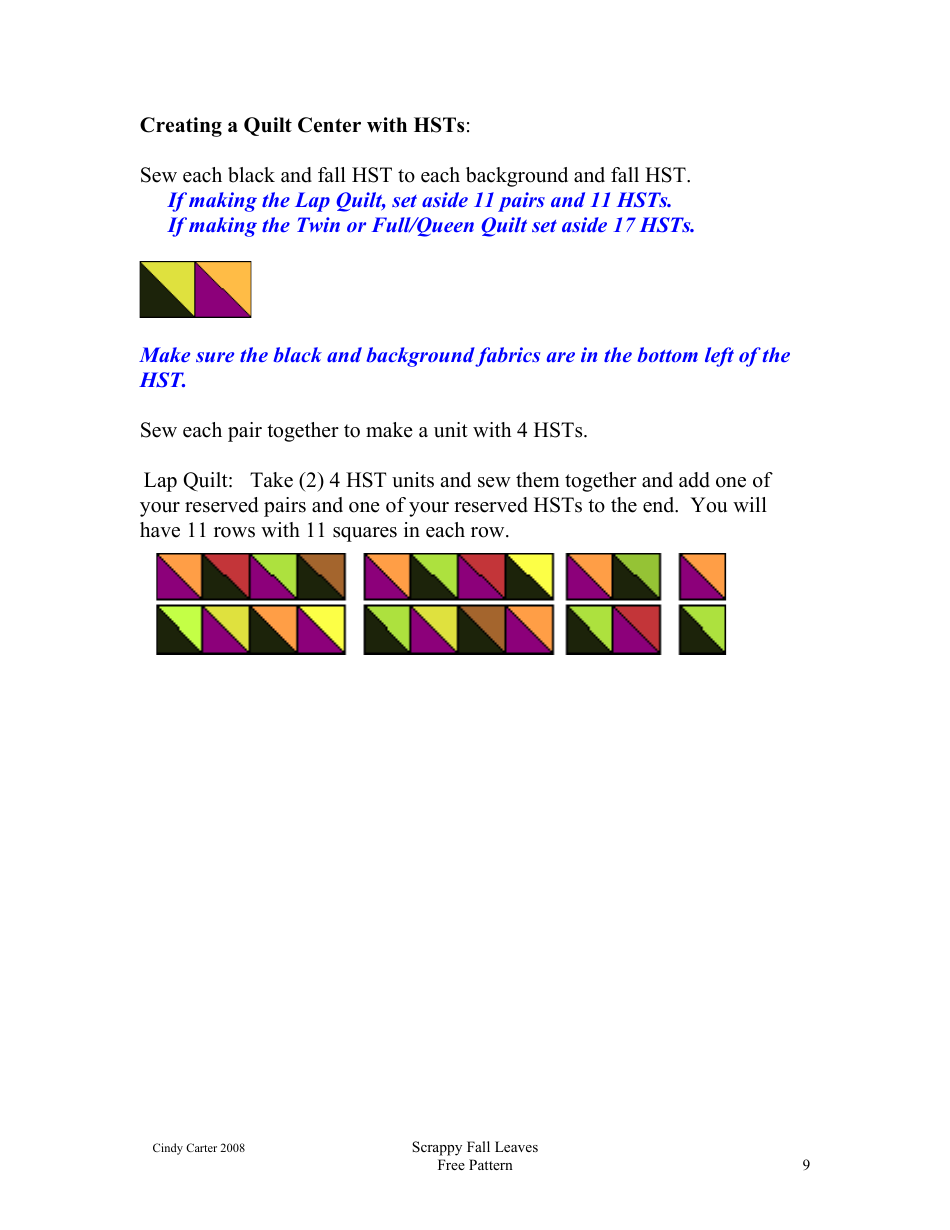 Scrappy Fall Leaves Quilt Block Pattern - Cindy Carter, Page 9