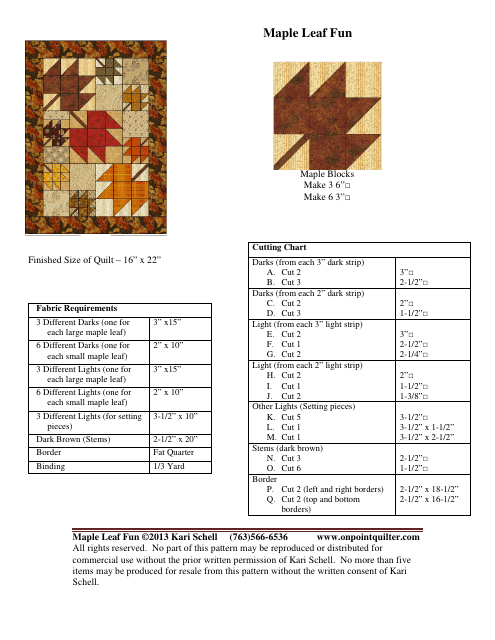 Maple Leaf Fun Quilting Pattern - Kari Schell