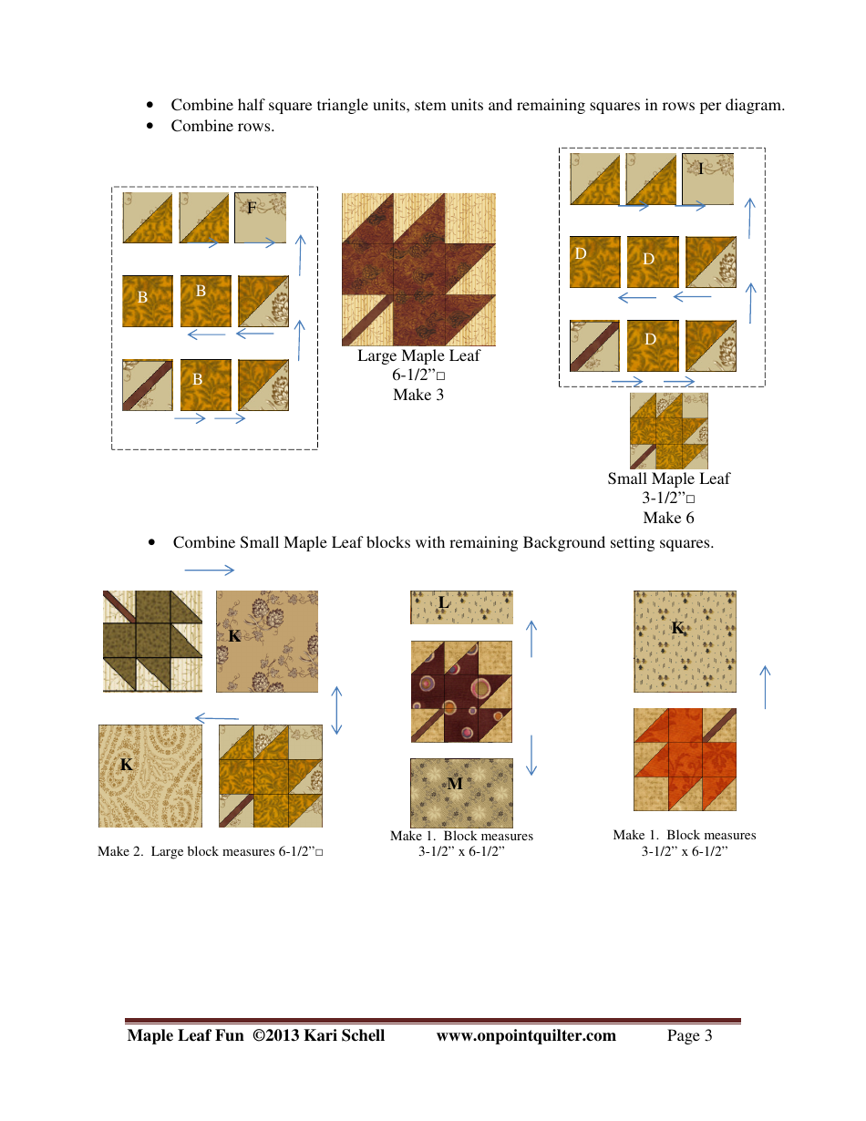 Maple Leaf Fun Quilting Pattern - Kari Schell, Page 3