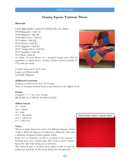 Granny Square Tunisian Throw Crochet Pattern - colorful crochet blanket