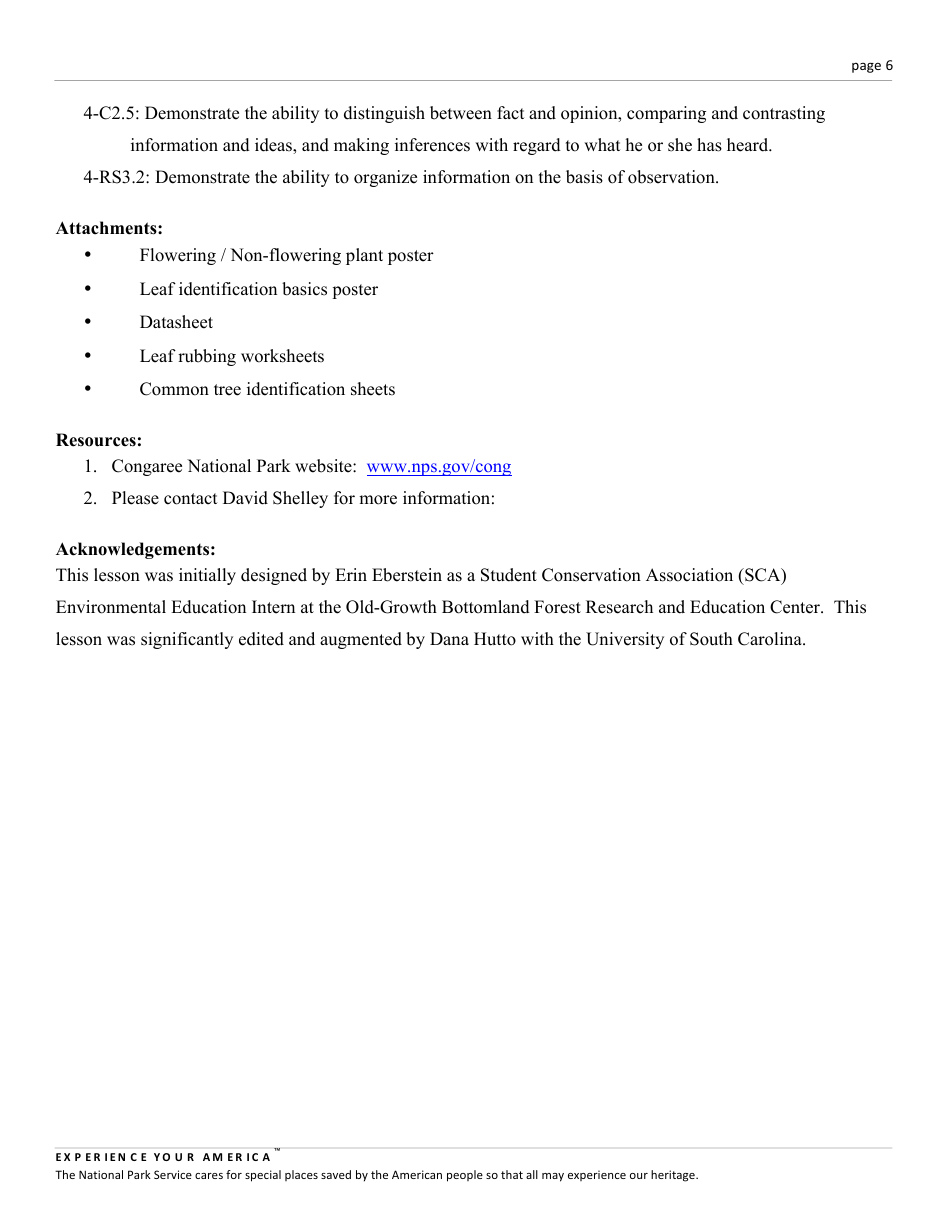 Congaree K12 Lesson Plan: Leaf Classification, Page 6