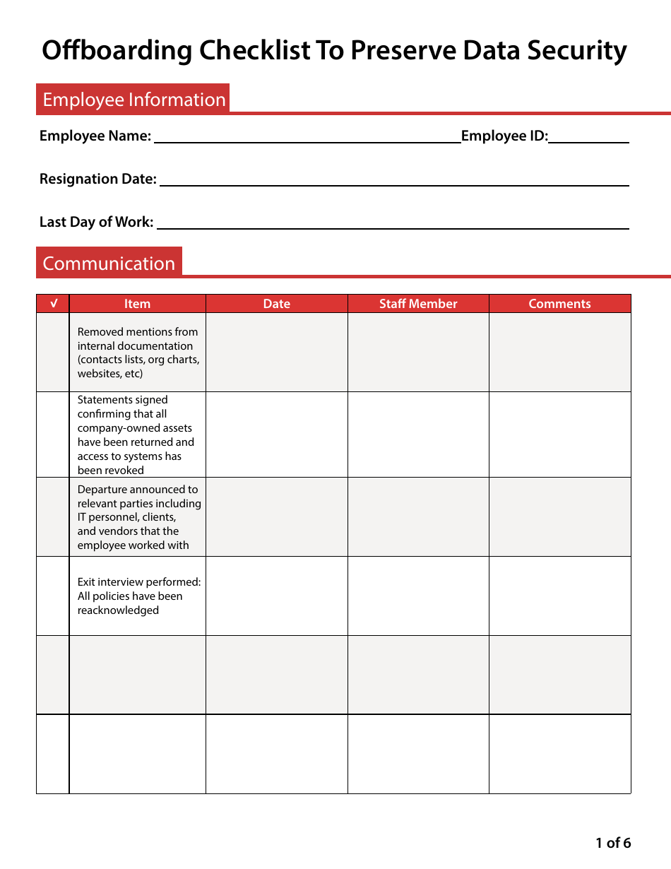 Offboarding Checklist to Preserve Data Security, Page 2
