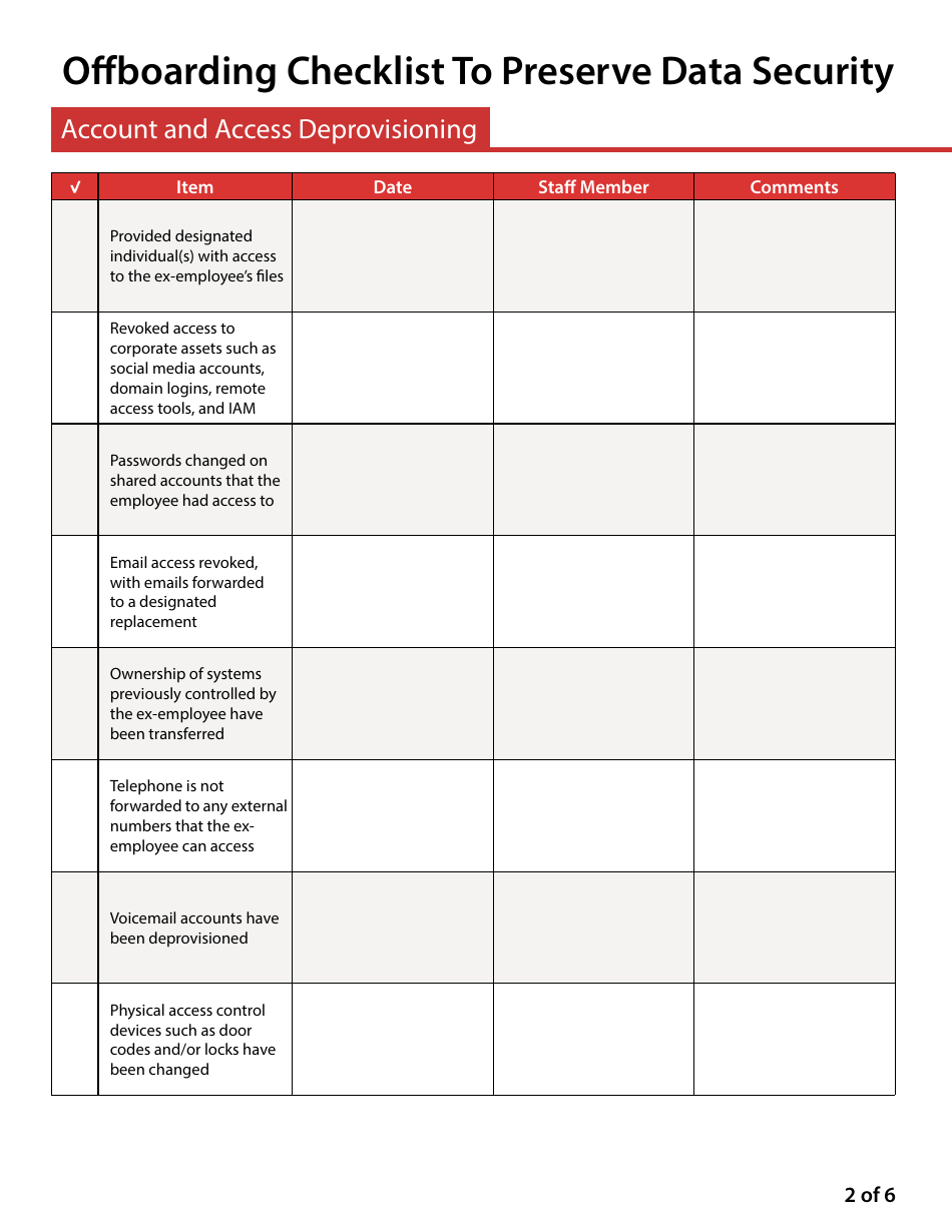 Offboarding Checklist to Preserve Data Security, Page 3
