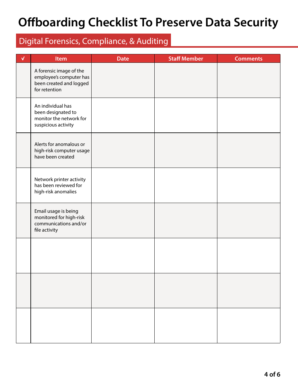 Offboarding Checklist to Preserve Data Security, Page 5
